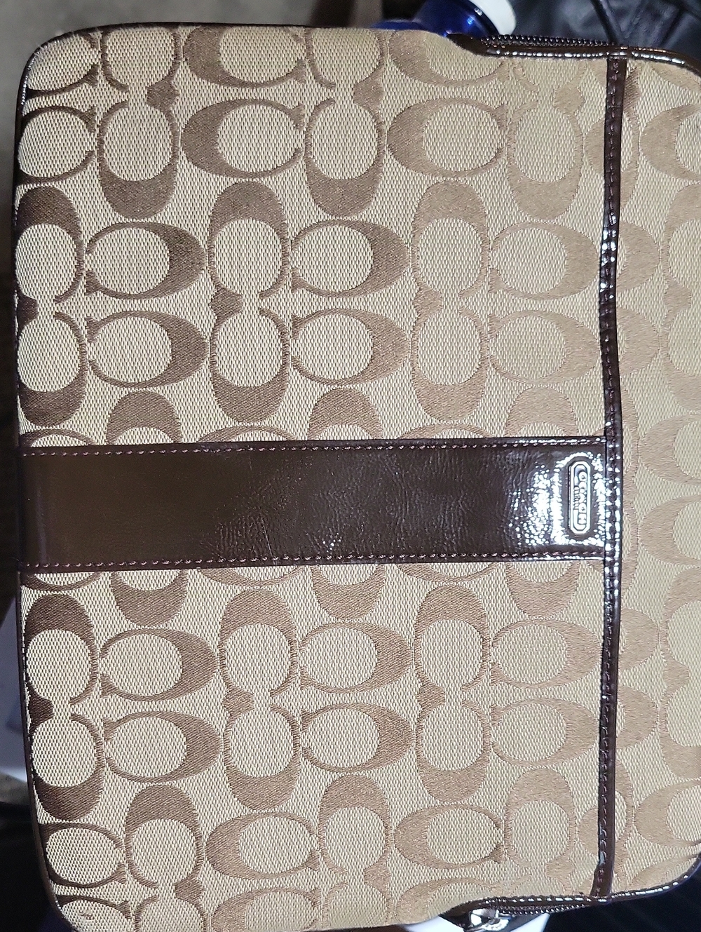 Coach Signature Canvas Brown Laptop Or Clutch / Small Messenger Bag